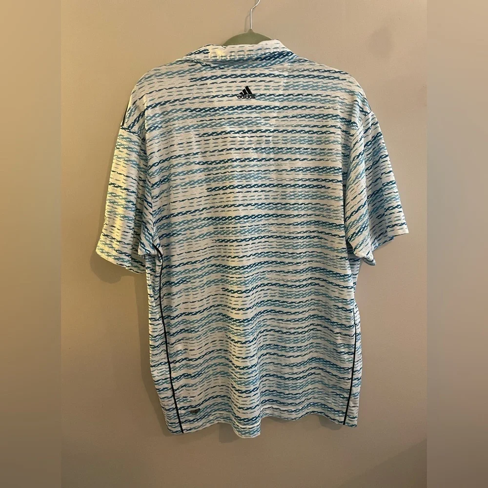 Adidas Blue and White Printed Golf Polo
